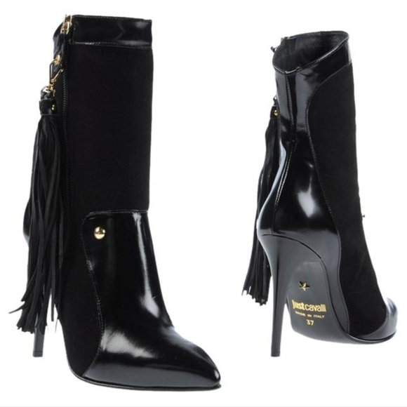 Just Cavalli Paneled Leather and Suede Boots - Picture 4 of 16